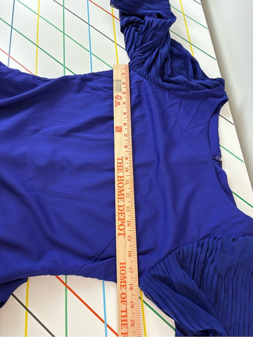 Eliza J Blue Purple Shift Dress w/ Long Pleated Sleeves Classic Lightweight Chic - Picture 5 of 8
